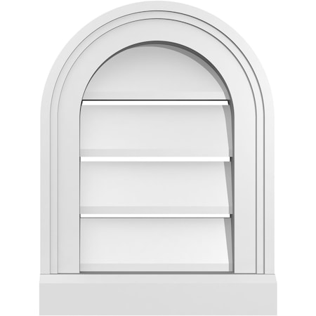 Ekena Millwork Round Top Surface Mount PVC Gable Vent: Functional, w/ 2"W x 2"P Brickmould Sill Frame, 12"W x 16"H GVPRT12X1603SF